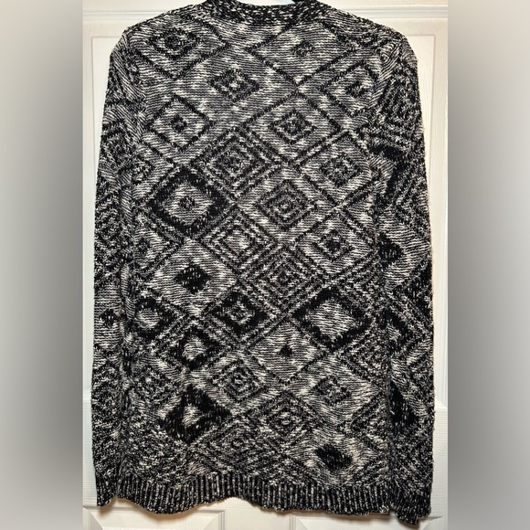 FOREVER 21 Aztec Print Open-Front Knit Cardigan Sweater- Black/White Size Small - Picture 2 of 4